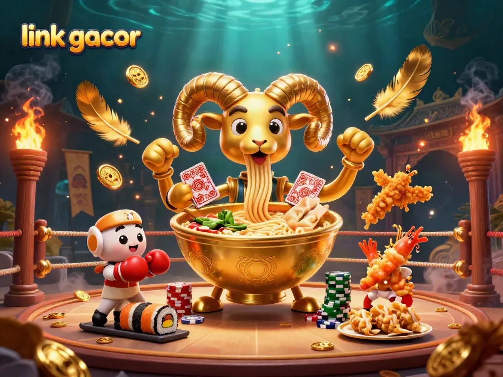 Experience thrilling gameplay at link gacor in this dynamic illustration featuring a vibrant casino scene.