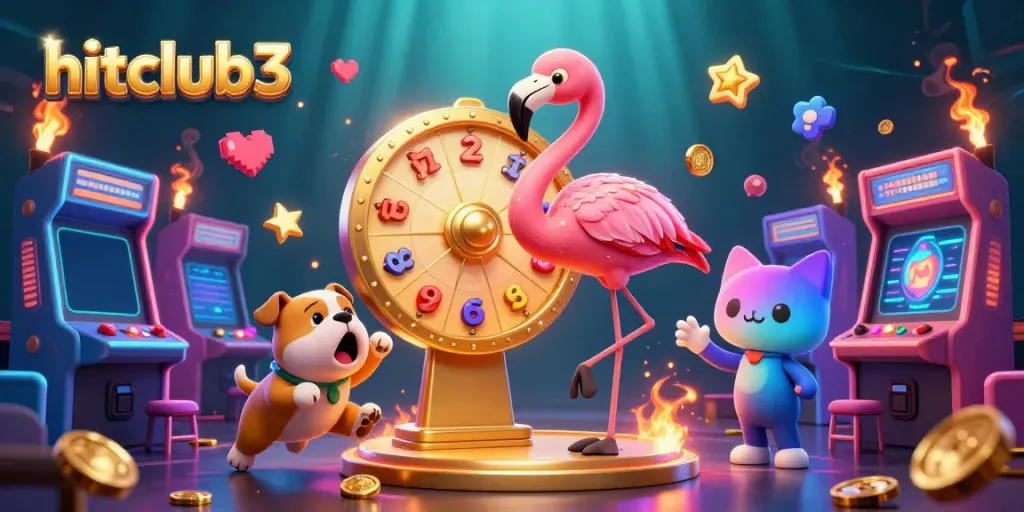 Experience the excitement of hitclub3 with a game show scene filled with vibrant characters and dynamic gaming elements.